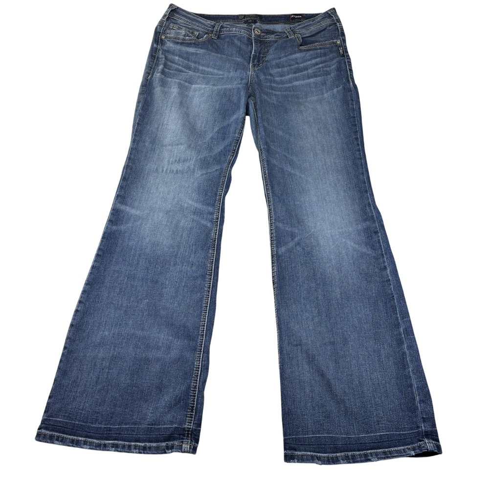 Silver Jeans Co Aiko Mid Flare Jeans Womens 16 Blue Med Wash W83819SP1262